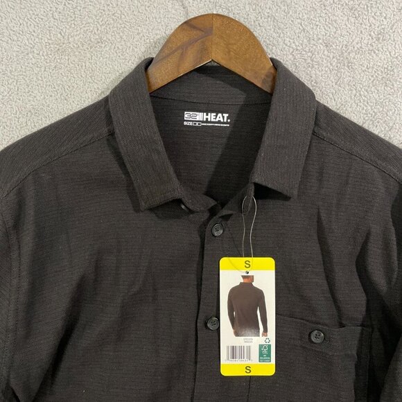 NEW 32 Degrees Heat Mens S Brown Long Sleeve Button-Up Shirt - Picture 8 of 9